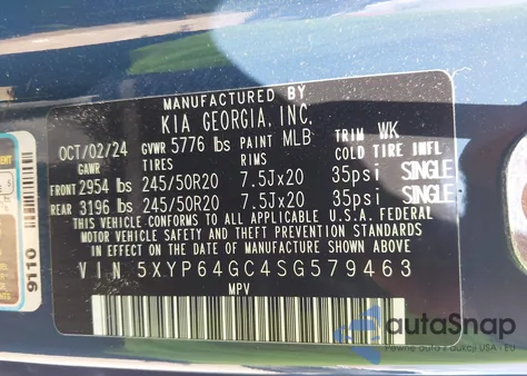 2025 Kia Telluride S from USA, damaged, VIN 5XYP64GC4SG579463